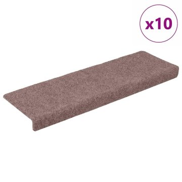 Vidaxl Stopniščne preproge samolepilne 10 kosov 65x21x4 cm svetlo rjave barve s pravokotnim robom