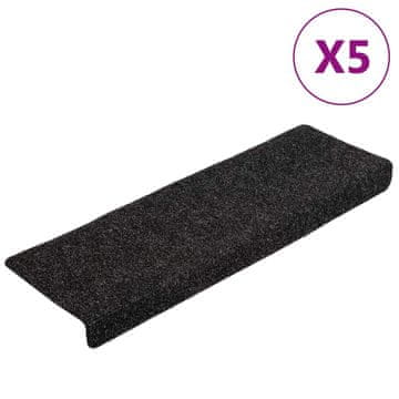Vidaxl Preproge za stopnice samolepilne 5 kosov 65x21x4 cm črne pravokotne robove