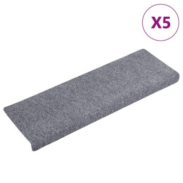 Vidaxl Preproge za stopnice samolepilne 5 kosov 65x21x4 cm svetlo sive pravokotne robove