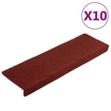 Vidaxl Preproge za stopnice samolepilne 10 kosov 65x21x4 cm bordo rdeče pravokotne robove