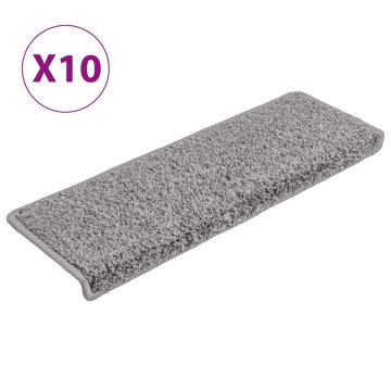 Vidaxl Stopniščne preproge 10 kosov 65x21x4 cm sive pravokotne robove