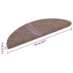 Vidaxl Preproge za stopnice samolepilne 10 kosov 56x17x3 cm svetlo rjave polkrožne