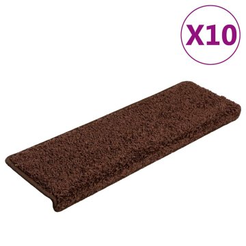 Vidaxl Stopniščne preproge 10 kosov 65x21x4 cm rjave pravokotne robove