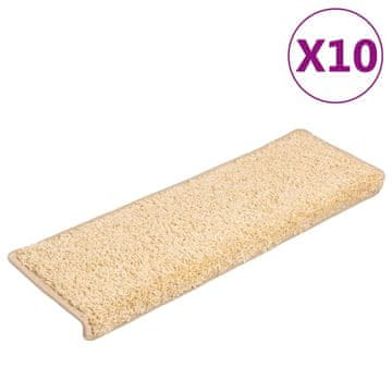 Vidaxl Stopniščne preproge 10 kosov 65x21x4 cm kremne pravokotne