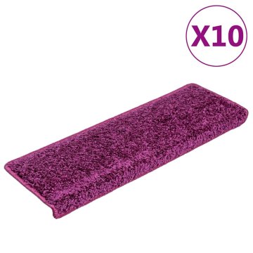 Vidaxl Stopniščne preproge 10 kosov 65x21x4 cm vijolične pravokotne robove