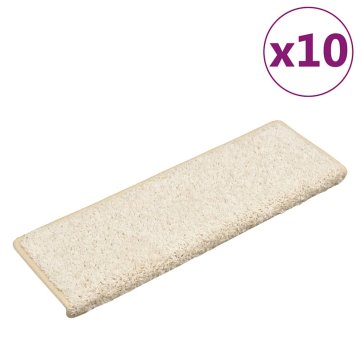 Vidaxl Stopniščne preproge 10 kosov 65x21x4 cm bele s pravokotnim robom