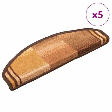 Vidaxl Samolepilne preproge za stopnice 5 kosov 65x21x4 cm rjave