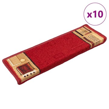Vidaxl Samolepilne preproge za stopnice 10 kosov 65x21x4 cm rdeče
