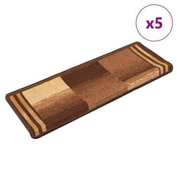 Vidaxl Samolepilne preproge za stopnice 5 kosov 65x21x4 cm rjave