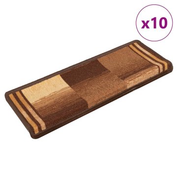 Vidaxl Samolepilne preproge za stopnice 10 kosov 65x21x4 cm rjave