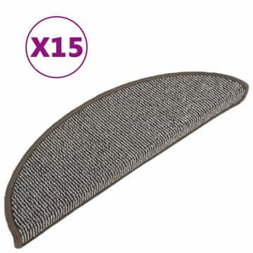 Vidaxl Stopniščne preproge 15 kosov 56x17x3 cm sive polkrožne