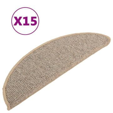 Vidaxl Stopniščne preproge 15 kosov 56x17x3 cm rjave polkrožne