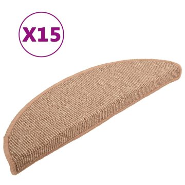 Vidaxl Stopniščne preproge 15 kosov 56x17x3 cm svetlo rjave polkrožne