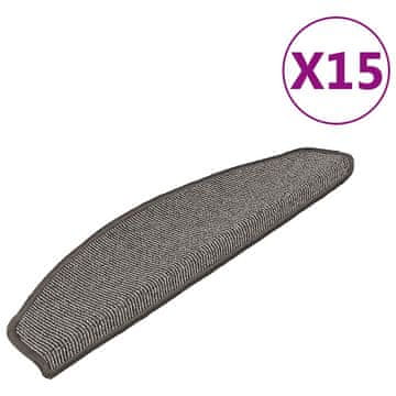 Vidaxl Stopniščne preproge 15 kosov 65x21x4 cm sive polkrožne velike