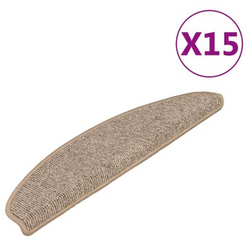 Vidaxl Stopniščne preproge 15 kosov 65x21x4 cm rjave polkrožne velike
