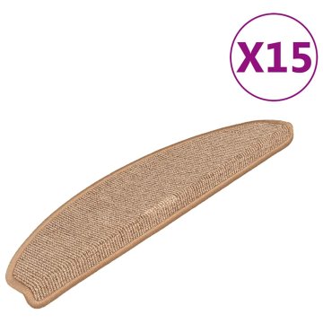 Vidaxl Stopniščne preproge 15 kosov 65x21x4 cm svetlo rjave polkrožne velike