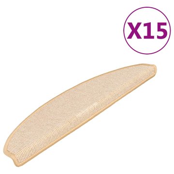 Vidaxl Stopniščne preproge 15 kosov 65x21x4 cm kremne polkrožne velike