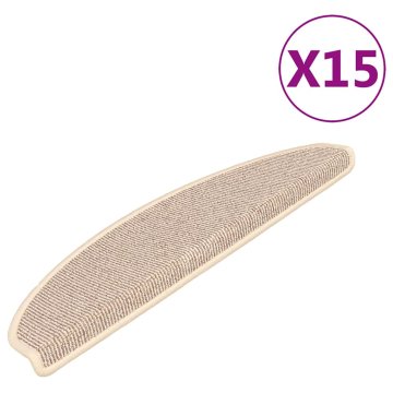 Vidaxl Stopniščne preproge 15 kosov 65x21x4 cm bele in rjave polkrožne velike