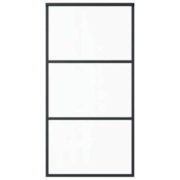Vidaxl Drsna vrata ESG steklo in aluminij 102x205 cm črna