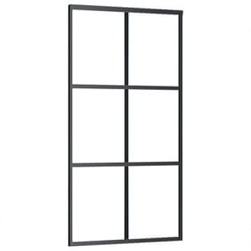 Vidaxl Drsna vrata ESG steklo in aluminij 102x205 cm črna