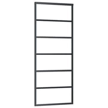 Vidaxl Drsna vrata ESG steklo in aluminij 76x205 cm črna