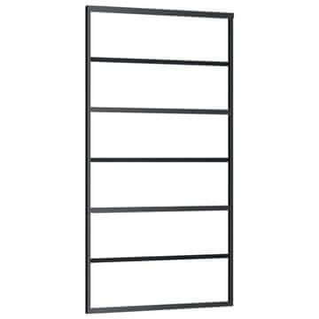Vidaxl Drsna vrata ESG steklo in aluminij 102x205 cm črna