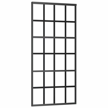 Vidaxl Drsna vrata ESG steklo in aluminij 90x205 cm črna