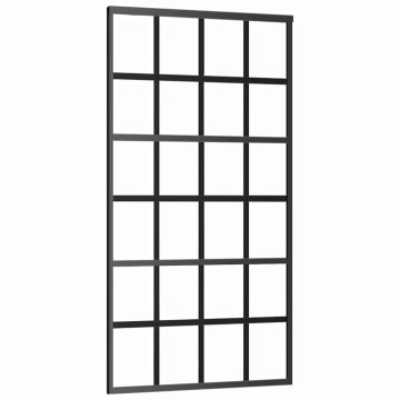 Vidaxl Drsna vrata ESG steklo in aluminij 102x205 cm črna