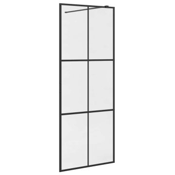 Vidaxl Pregrada za tuš s prozornim ESG steklom 80x195 cm črna