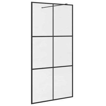 Vidaxl Pregrada za tuš s prozornim ESG steklom 100x195 cm črna