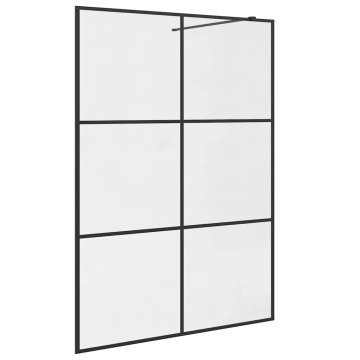 Vidaxl Pregrada za tuš s prozornim ESG steklom 140x195 cm črna