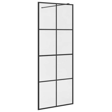 Vidaxl Pregrada za tuš s prozornim ESG steklom 80x195 cm črna