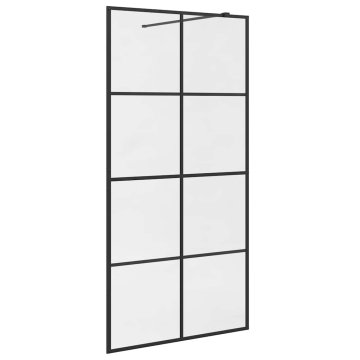 Vidaxl Pregrada za tuš s prozornim ESG steklom 100x195 cm črna