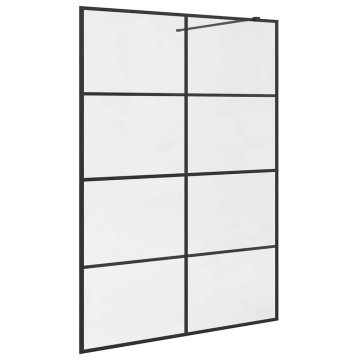 Vidaxl Pregrada za tuš s prozornim ESG steklom 140x195 cm črna