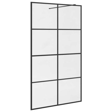 Vidaxl Pregrada za tuš s prozornim ESG steklom 115x195 cm črna