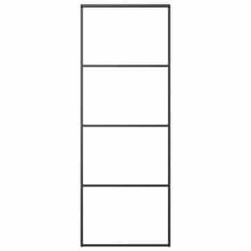Vidaxl Drsna vrata mlečno ESG steklo in aluminij 76x205 cm črna
