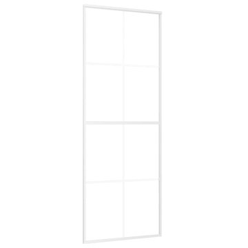 Vidaxl Drsna vrata mlečno ESG steklo in aluminij 76x205 cm bela