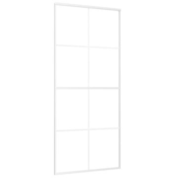 Vidaxl Drsna vrata ESG steklo in aluminij 90x205 cm bela