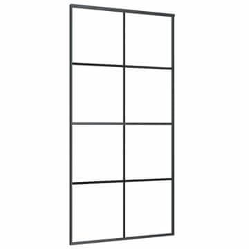Vidaxl Drsna vrata črna 102,5x205 cm ESG steklo in aluminij