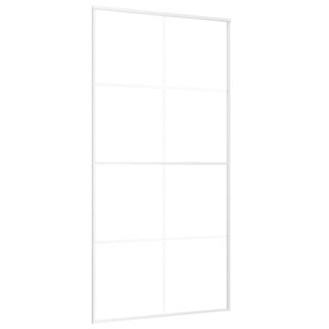 Vidaxl Drsna vrata ESG steklo in aluminij 102,5x205 cm bela