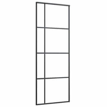 Vidaxl Drsna vrata ESG steklo in aluminij 76x205 cm črna
