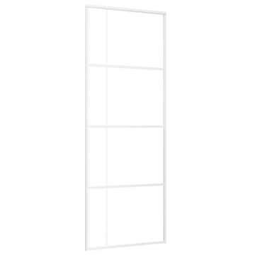 Vidaxl Drsna vrata ESG steklo in aluminij 76x205 cm bela