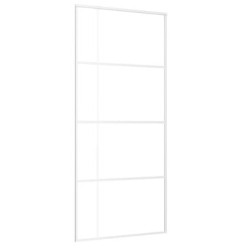 Vidaxl Drsna vrata ESG steklo in aluminij 90x205 cm bela