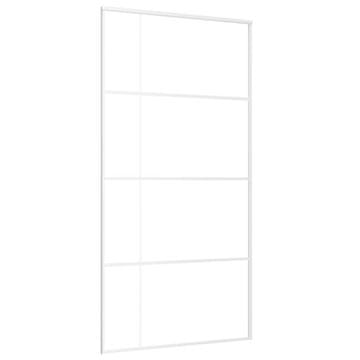 Vidaxl Drsna vrata ESG steklo in aluminij 102,5x205 cm bela