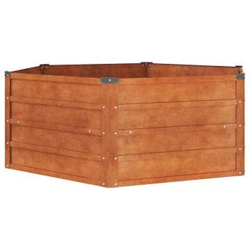 Vidaxl Vrtna visoka greda rusty 129x129x45 cm corten jeklo