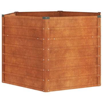 Vidaxl Vrtna visoka greda rusty 129x129x77 cm corten jeklo