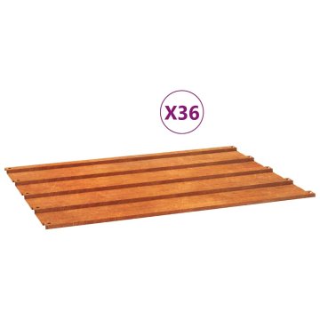 Vidaxl Strešne plošče 36 kosov zarjavele 60x44 cm corten jeklo