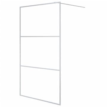 Vidaxl Pregrada za tuš srebrna 115x195 cm prozorno ESG steklo