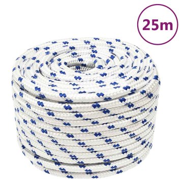 Vidaxl Vrv za čoln bela 12 mm 25 m polipropilen