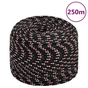 Vidaxl Vrv za čoln črna 8 mm 250 m polipropilen